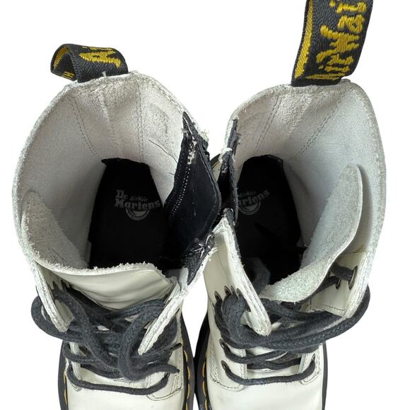 Dr Martens Jadon Chunky Platform Combat Boots Leather White Smooth Women Size 6 - Picture 8 of 11